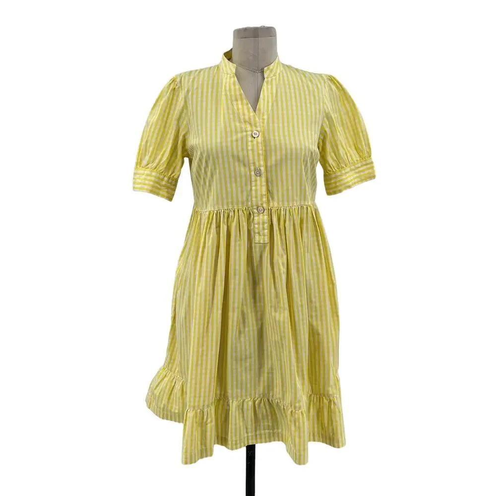 Brooks Brothers Yellow White Pinstripe Button Front Mini‎ Dress Size 2